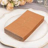 Terracotta (Rust) 50 Pack 2 Ply Paper Dinner Napkins with Gold Embossed Leaf